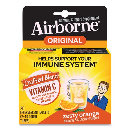 Airborne Immune Support Effervescent Tablet, Zesty Orange, 20 Count 4786596298